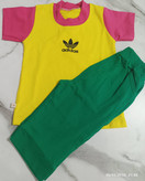 ست تیشرت شلوارک دخترانه مدل ترکیبی طرح آدیداس