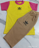 ست تیشرت شلوارک دخترانه مدل ترکیبی طرح آدیداس