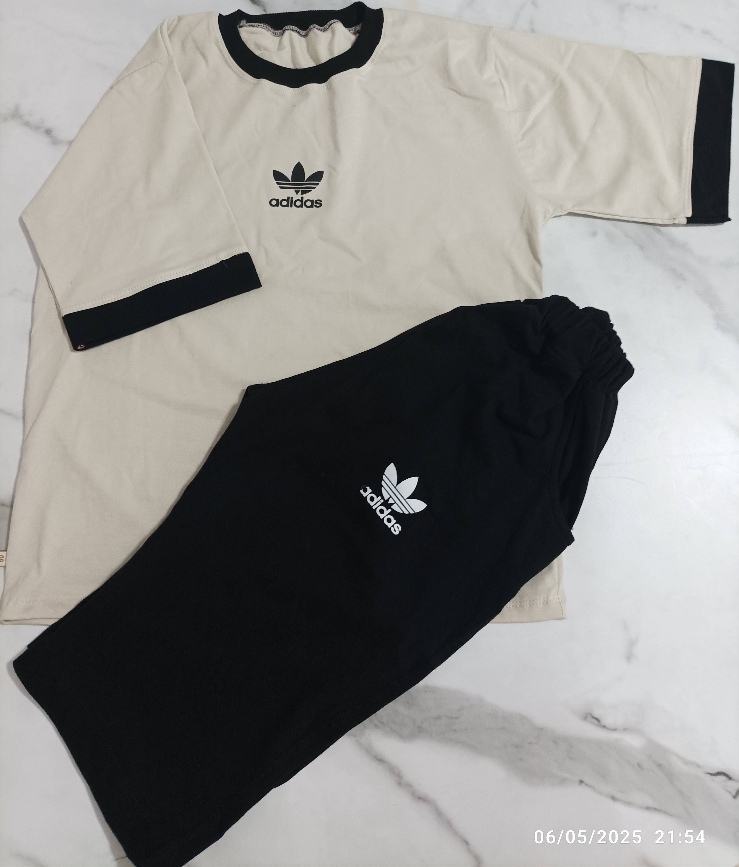 ست تیشرت شلوارک مشترک دختر و پسر مدل ترکیبی طرح آدیداس