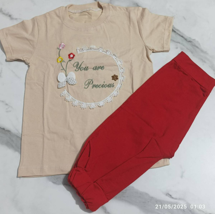 ست تیشرت شلوارک دخترانه طرح پاپیون