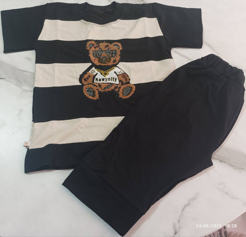 ست تیشرت شلوارک پسرانه مدل ترکیبی طرح خرس