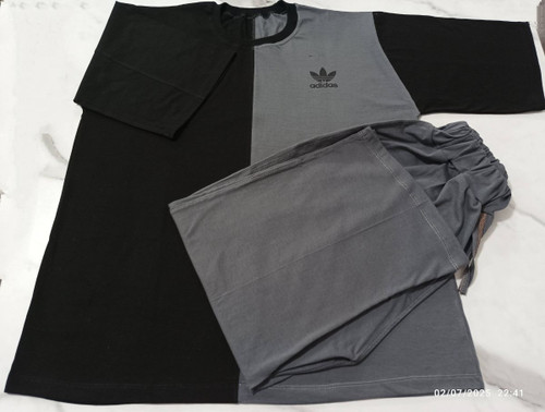 ست تیشرت شلوار زنانه مدل ترکیبی طرح آدیداس