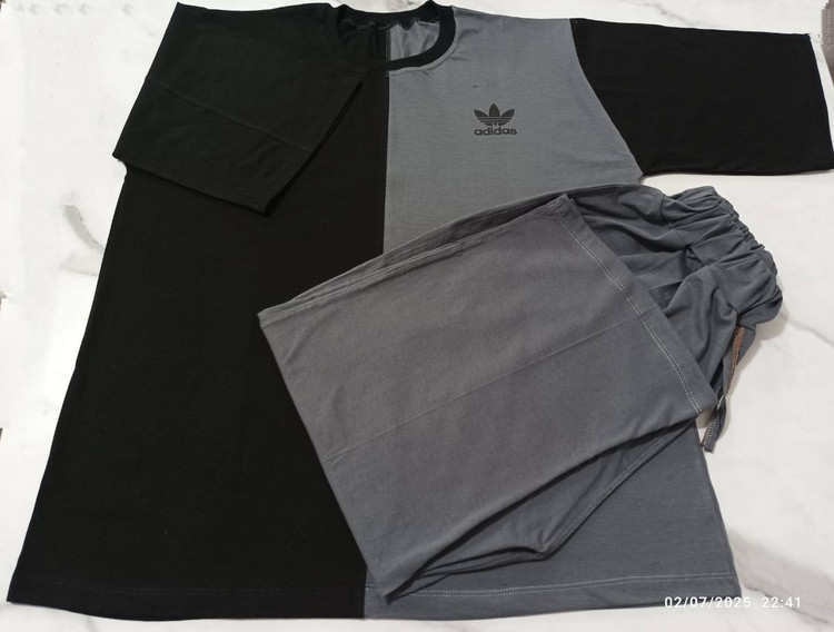 ست تیشرت شلوار زنانه مدل ترکیبی طرح آدیداس