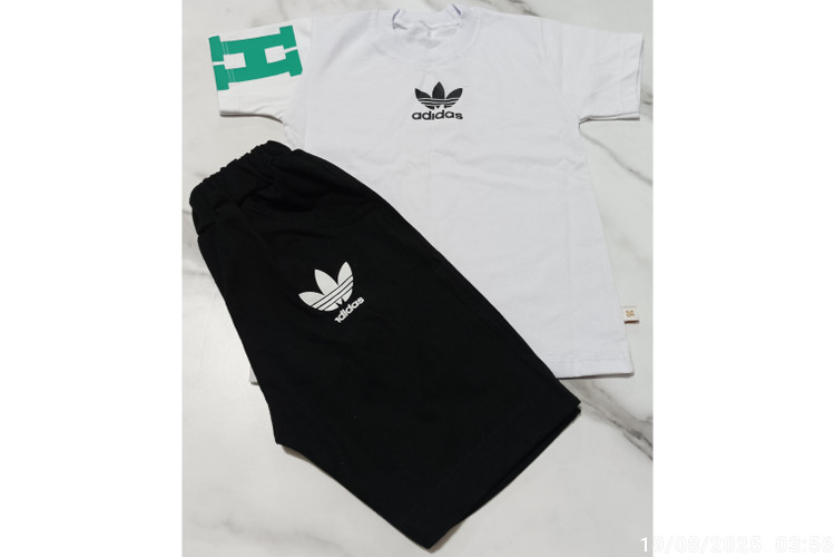 ست تیشرت شلوارک پسرانه طرح آدیداس آستین طرح دار