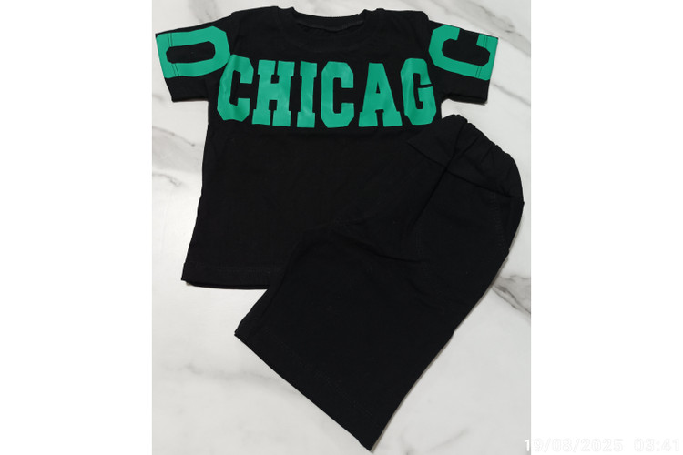 ست تیشرت شلوارک پسرانه طرح چیاگ آستین طرح دار