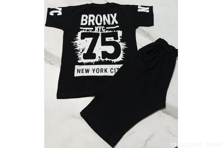 ست تیشرت شلوارک پسرانه طرح بروکس75 آستین طرح دار