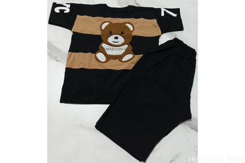 ست تیشرت شلوارک پسرانه مدل ترکیبی طرح خرس آستین طرح دار