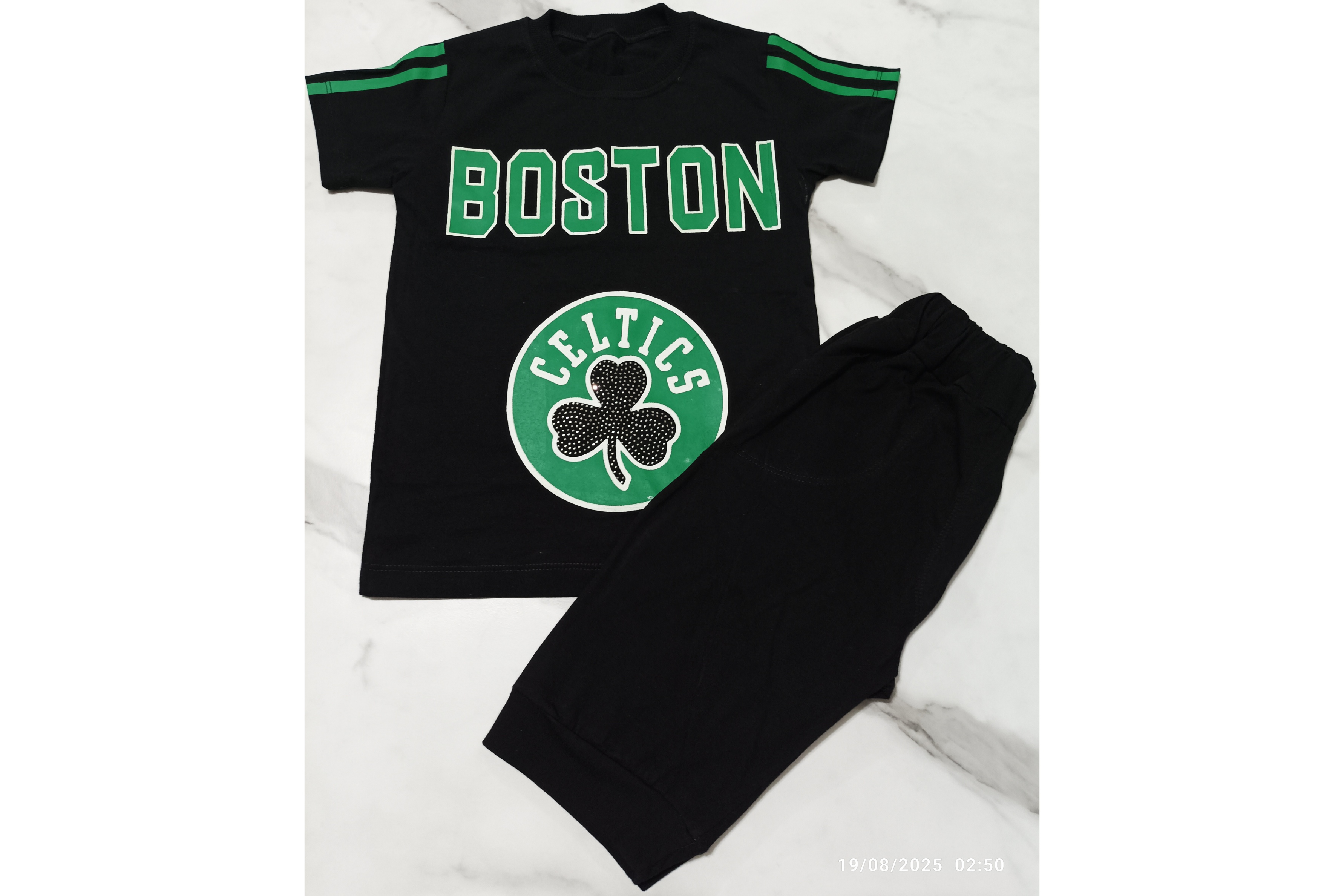 ست تیشرت شلوارک پسرانه طرح بوستون