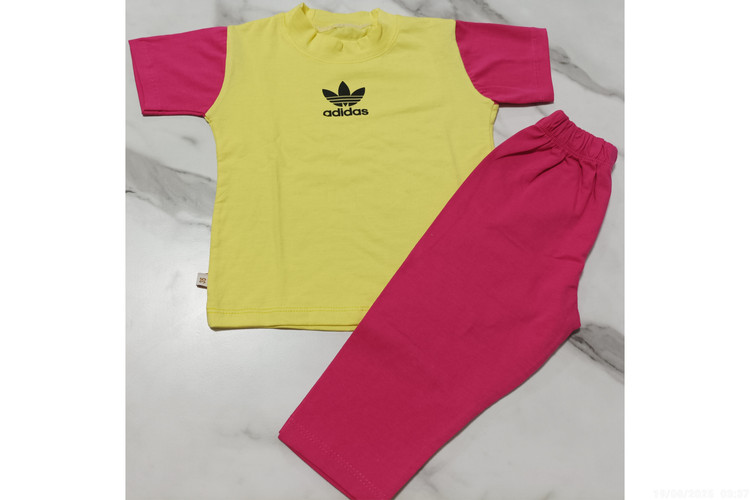 ست تیشرت شلوار دخترانه مدل ترکیبی طرح آدیداس