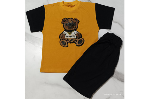 ست تیشرت شلوارک پسرانه مدل ترکیبی طرح خرس