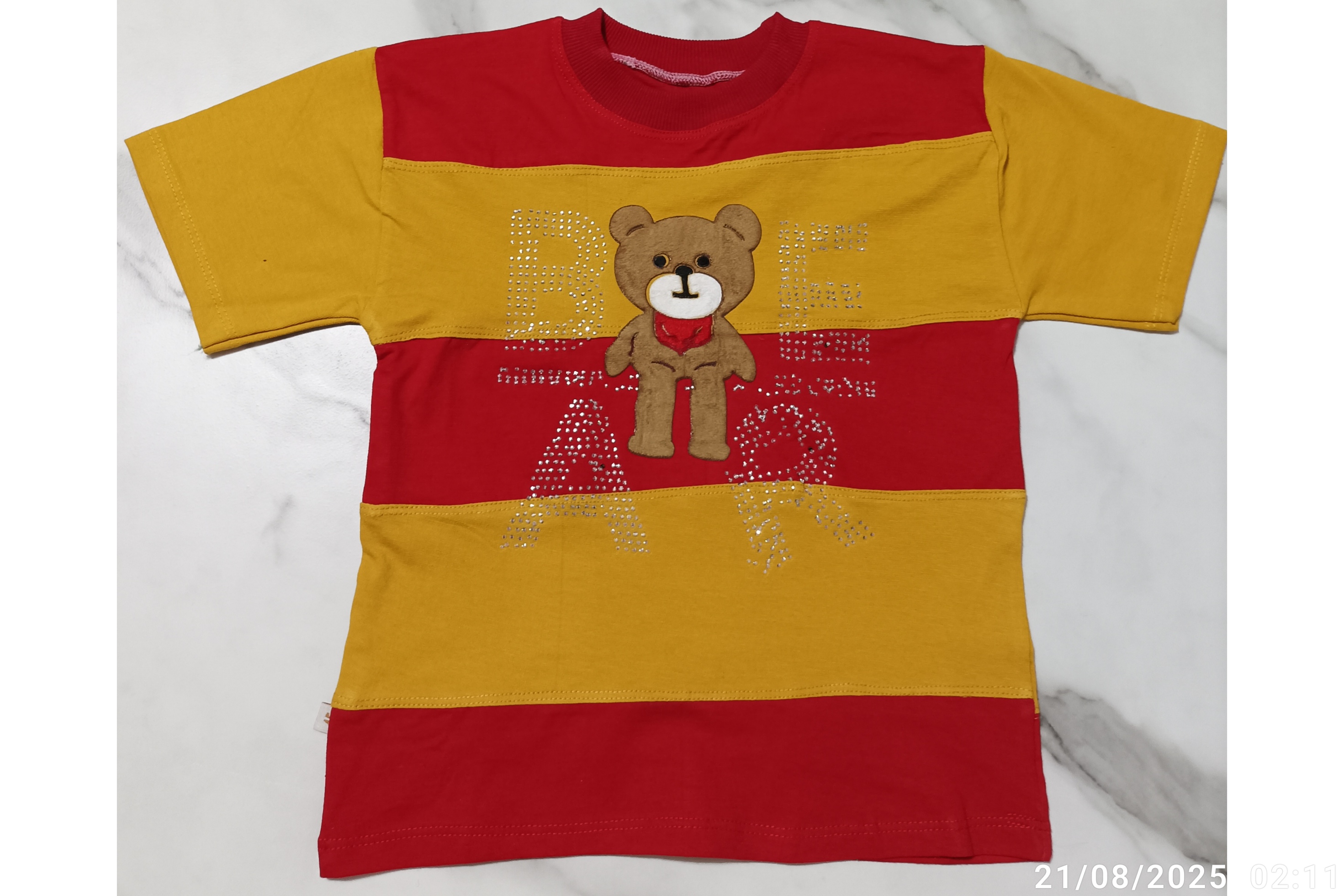 تیشرت تک دخترانه مدل ترکیبی طرح خرس