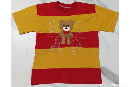 تیشرت تک دخترانه مدل ترکیبی طرح خرس