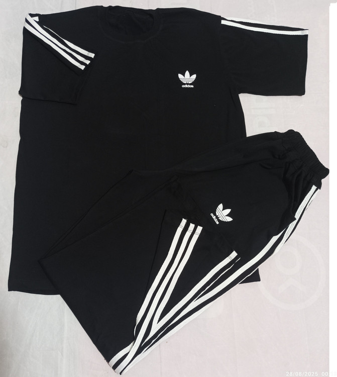 ست تیشرت شلوار لش مشترک زنانه و مردانه طرح آدیداس