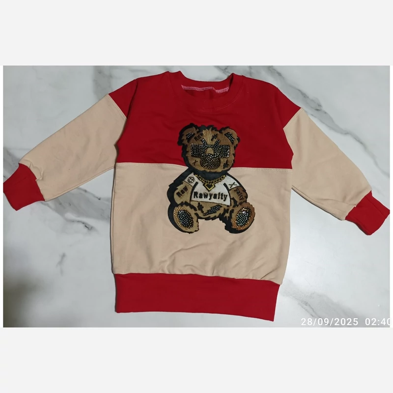 بلوز تک پسرانه ترکیبی طرح خرس